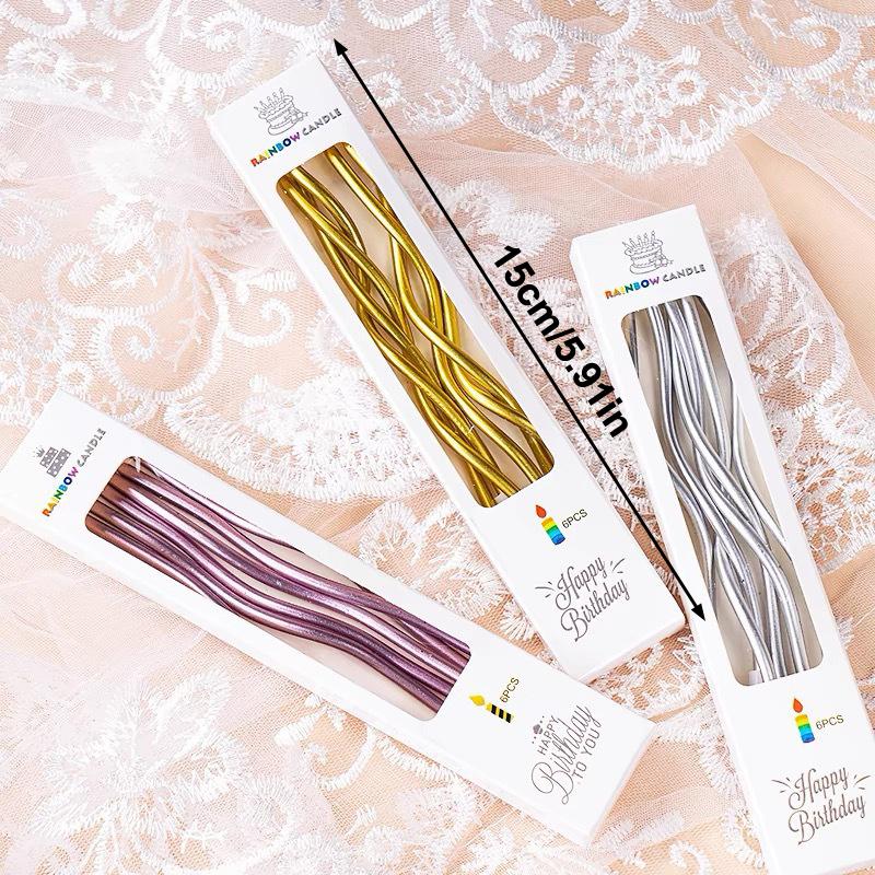 2Pcs Curved Cake Candles Birthday Baby Shower Gender Reveal Cupcake Decorating Candle Toppers Wedding Party Decorative