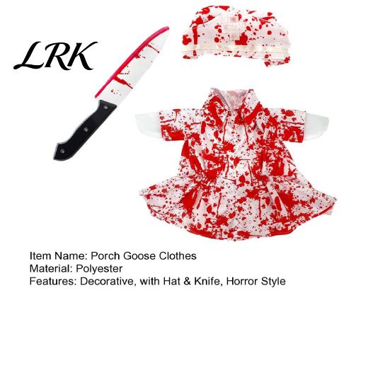Fun Scary Halloween Design Porch Goose Outfit, Blood Clothes with Hat & Horror Style Costume Knife Knife, for Haunted House Party Favors Festive