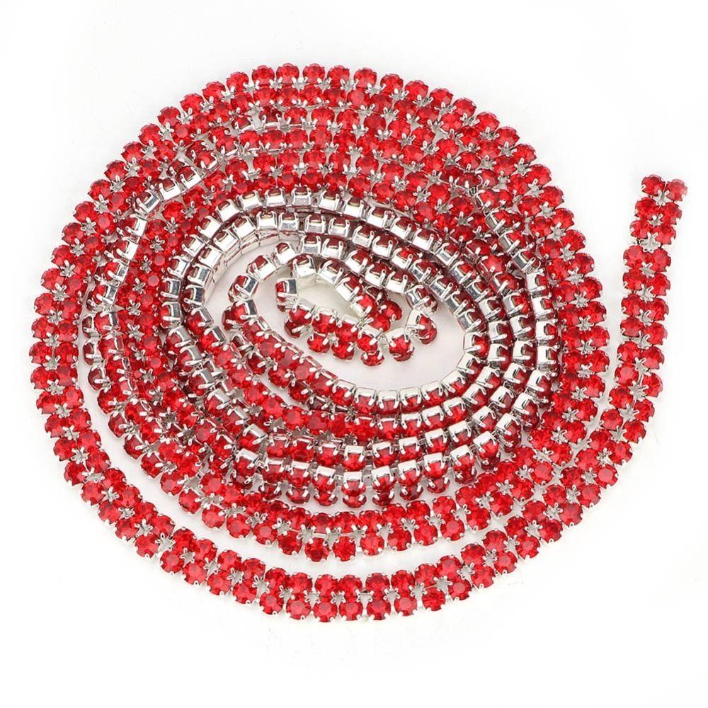 1pcs 3mm Rhinestones Rhinestone Chain Ribbon 2 Row Design DIY Wrap Roll Ribbon  For DIY Crafts