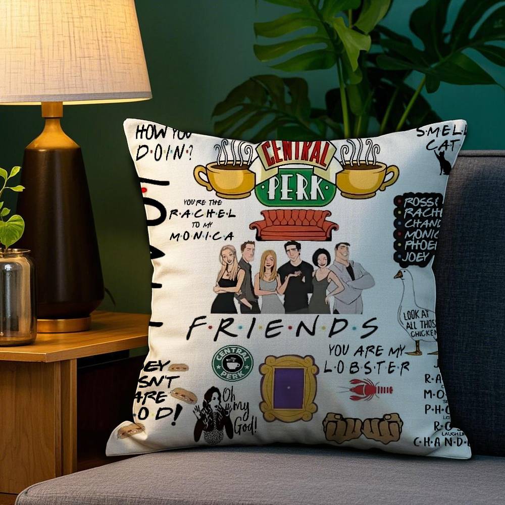 Klassisk F-Friends TV-program Kuddfodral Soffa Vardagsrum Sovrum Dubbelsidig Tryck Fyrkantig Kudde Sovtid Kuddfodral