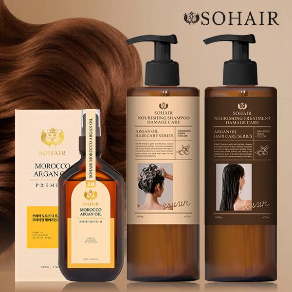 SOHAIR Nourishing Shampoo 1000ml 1 + Treatment 1000ml 1 + Premium Hair Oil 100ml 1