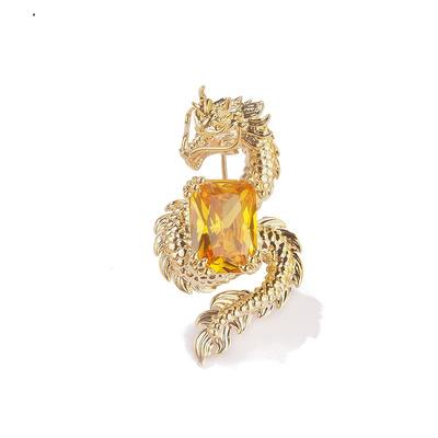 Jahr des Drachen Tierkreis Kupferbrosche Zirkonbrosche High-End Anzug Persönlichkeitsbrosche
