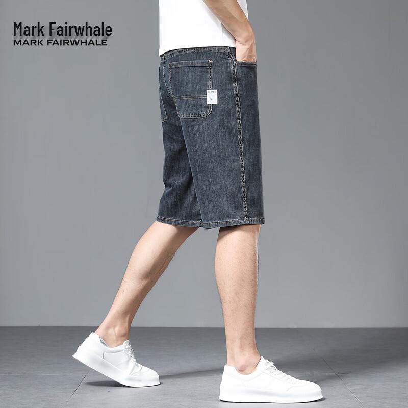 Mark Fairwhale Men s Summer Lightweight Stretch Denim Shorts 33 сине-серый