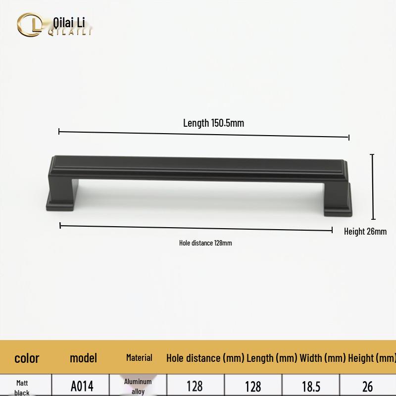 American Black Handle for Cabinets & Drawers: Minimalist Single Hole Design