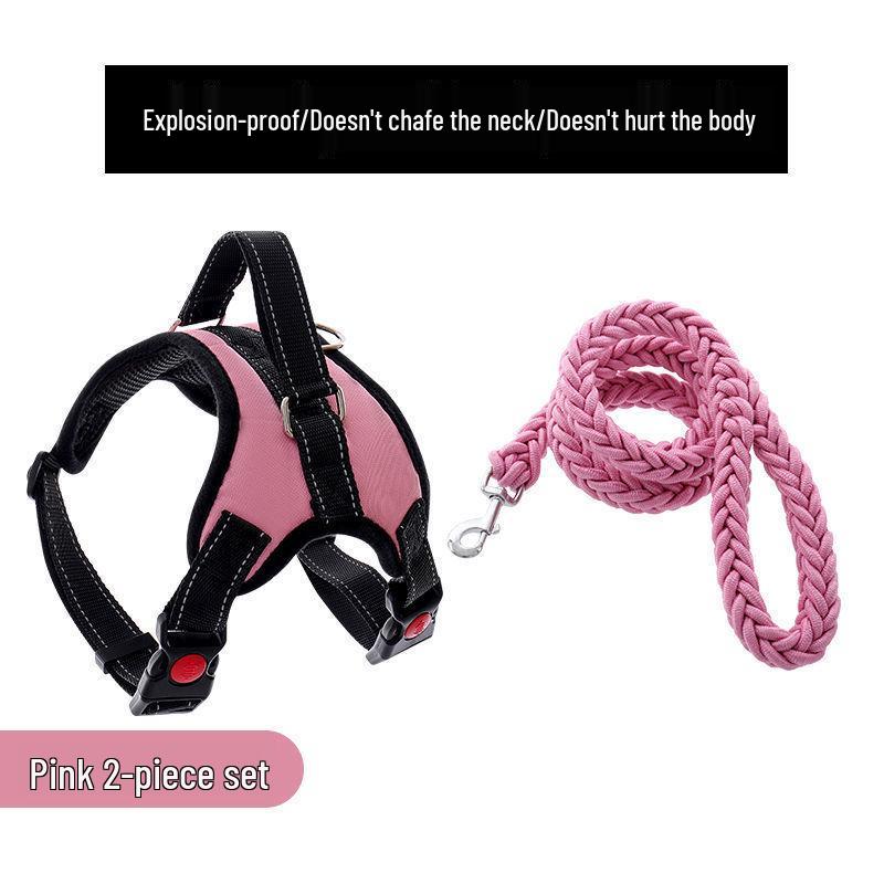 Golden Retriever & Labrador Medium-Large Dog Harness-Leash with Thick, Eight-Strand, Explosion-Proof Rope