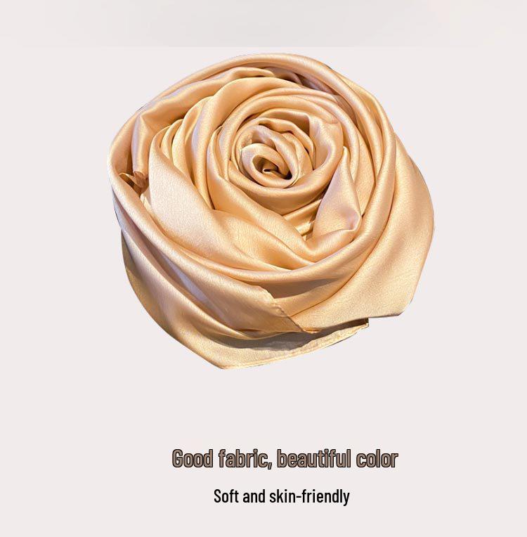 Women's Versatile Long Silk-Like Scarf: Spring Summer Solid Color Neck Tie Accessory