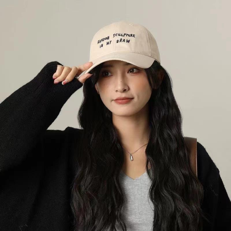 

Трендовая бейсболка с двойным козырьком и буквенным принтом для женщин - корейская кепка-утка на все сезоны, хип-хоп стиль для пар One Size бежевый