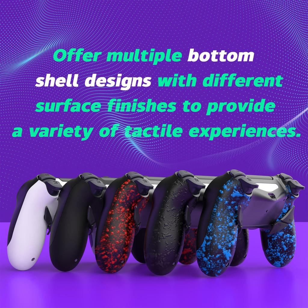 EXtremeRate Dawn-versjon Remap-sett for PS4 Slim Pro-kontroller med 6 tilpassbare kartlegginger, nydesignet ensfarget bakskall og 4 bakknapper