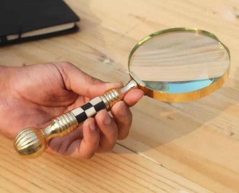Antique Handmade Magnifier, Reading Magnifying Glass, Newspaper Reader,