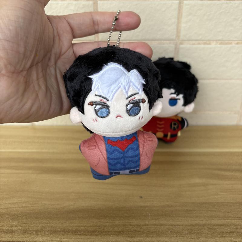 Cool Blue Eyes 10cm Anime Red Hood Character Jason Todd Plush Toys Keys Chain Pendant Decor Funny Cartoon Keychain Plushie Doll