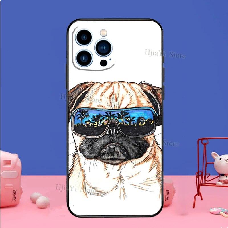 Etui na telefon Mops Pies do iPhone'a Samsung Galaxy Redmi Xiaomi Oppo OnePlus Note SA 7 8 9 10 11 12 13 14 20 21 22 23 53 54 Pro Max Plus Ultra TPU Miękkie