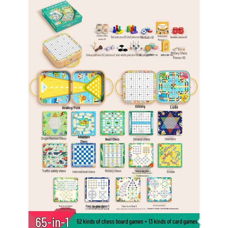 HANDUNYOU Kids Multifunctional All-in-One Board Game Set