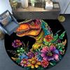 Colorful Dinosaur Round Area Rug,Carpet Rug for Living Room Bedroom Sofa Playroom Decor,Non-slip Floor Mat