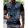 Fashionable Soft Comfortable Breathable Summer  Men's T-shirt Colorful Fun Cowboy Patchwork Pattern Short Sleeved T-shirt