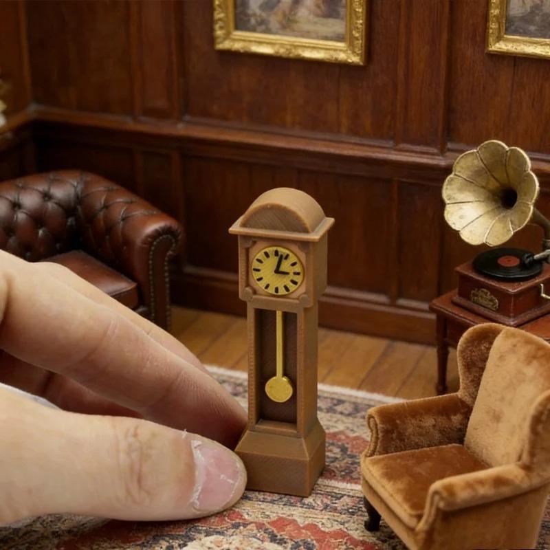 Dollhouse Miniature Clock Vintage Victorian Style Standing Mini Furniture For DIY Doll House Landscape Scene Decor Accessories