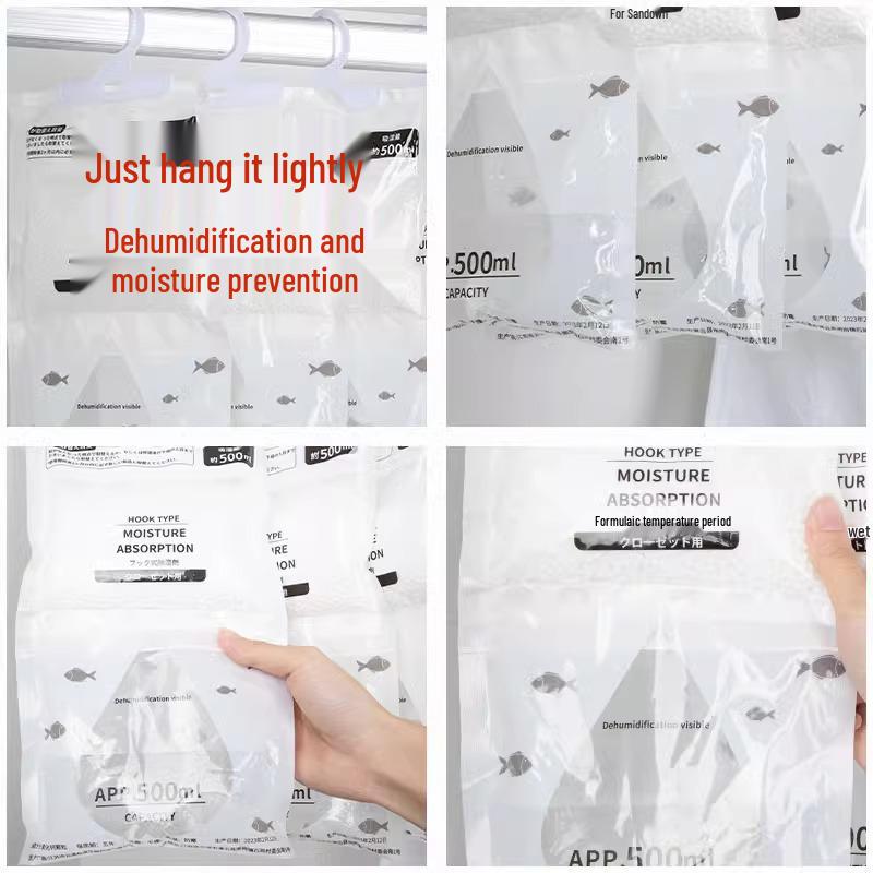 Hängender Kleiderschrank-Entfeuchterbeutel: Multifunktional, Schimmel- und Feuchtigkeitsbeständig, Innenraum-Trockenmittel mit Ablauf.