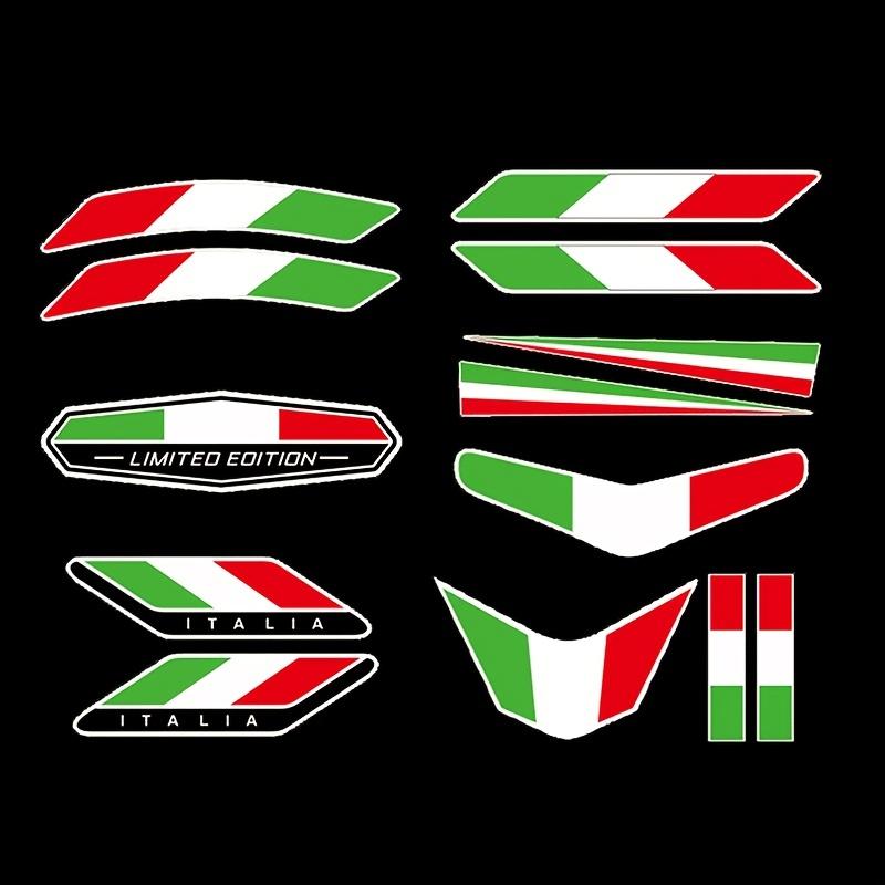 2D Plane Sticker 13pcs Italian Flag Sticker, Paper Material, Limited Edition Sticker, Suitable for Motorcycles, Cars, Bicycles,