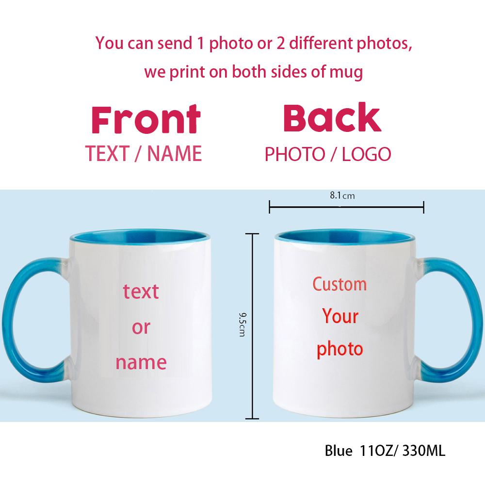 Personalised Your Photo Mug, Custom NAME IMAGE TEXT Cup,Customize Coffee Mugs, Tea Cups, Mothers Day, Wedding Gift 9 COLOURS