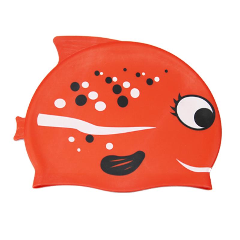 Kids' Silicone Cartoon Fish Swimming Cap - Comfortable Fin Swim Cap for Boys and Girls