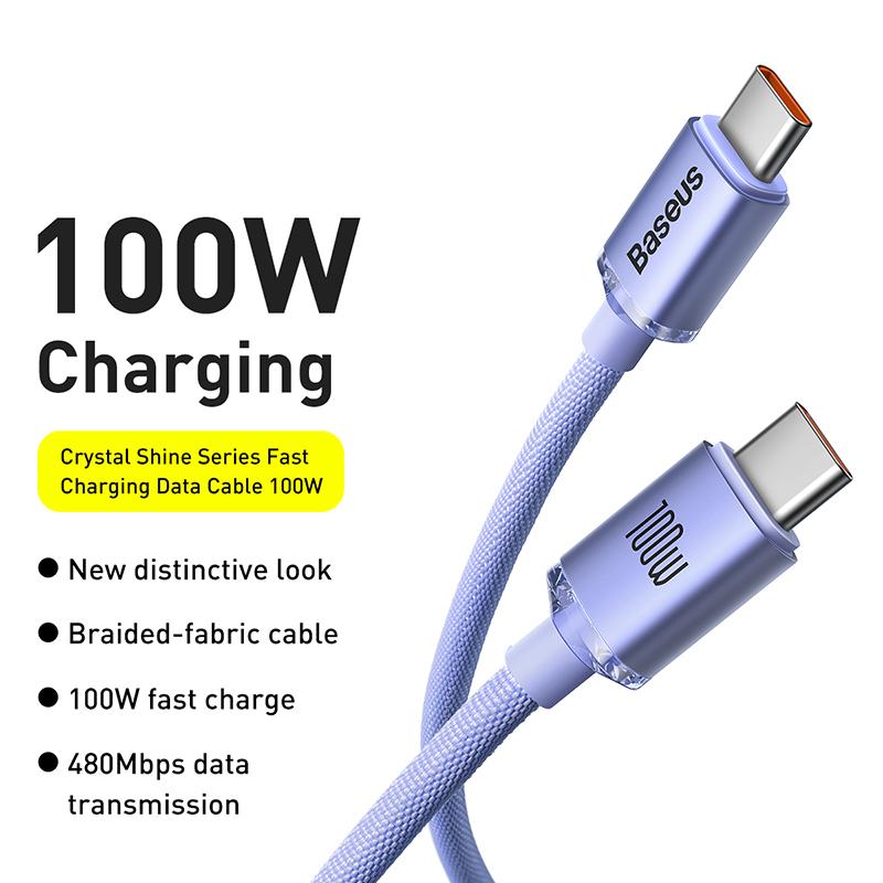 Baseus 100W Type To C Cable PD Fast Charging Charger Wire Cord For iPhone Macbook Samsung Xiaomi Type C Cable