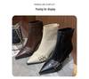 Women's Pointed Toe Stiletto Ankle Boots: Autumn/Winter 2025 - Zipper, Elastic, Versatile, High Heel, Short Tube Design.