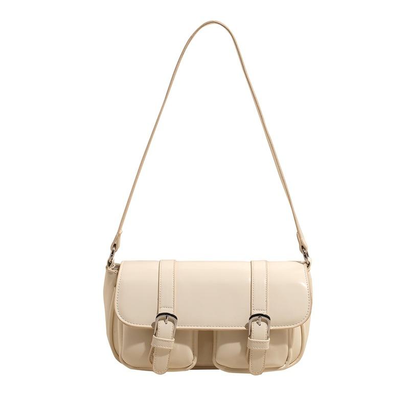 Retro simple mailman bag hand carry small square bag new trendy high-end fashion baguette bag single shoulder messenger bag
