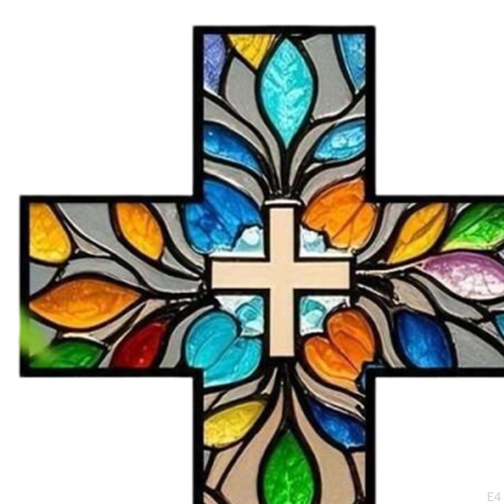 2D Acrylic Art Religious Wall Cross .8x11.8inch Elegant Artwork for Baptism, Wedding Accessory