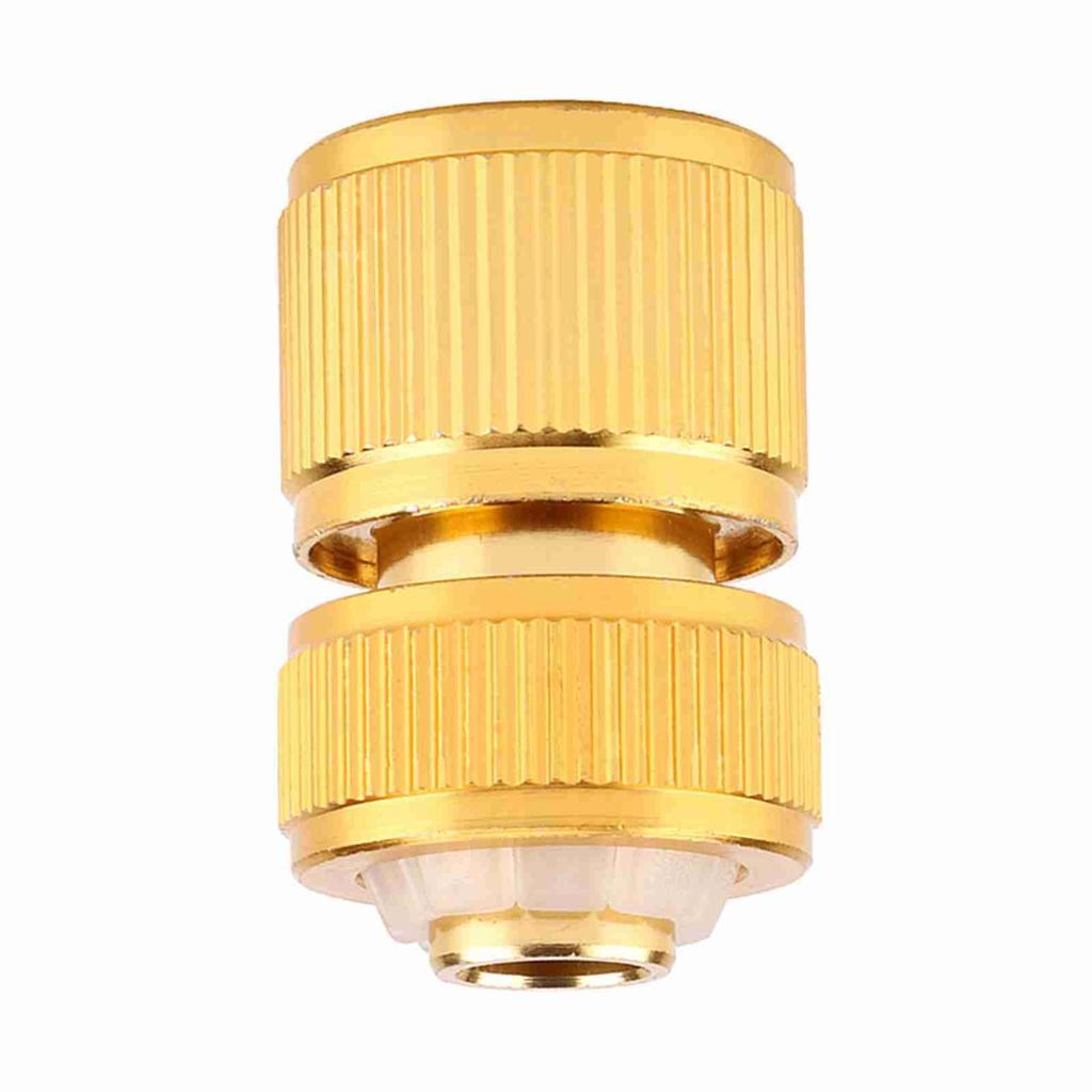 Garden Hose Connector, Aluminum Alloy Brass Plated Proof Quick Fit Adapter, Compatible with G1/2 Hose, for Garden Irrigation Water Tap Fitting