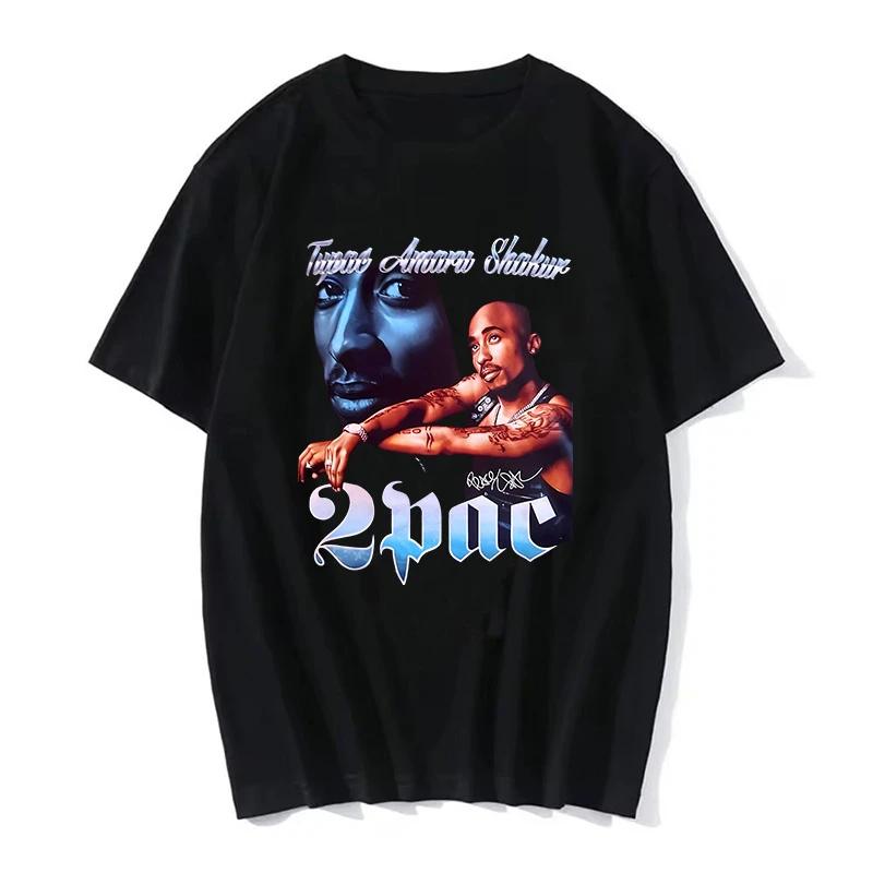 Mode T-Shirt Rapper Tupac Top Hip Hop Streetwear Kurzarm T-Shirt Herren- und Damen-T-Shirts Harajuku Übergröße Kleidung