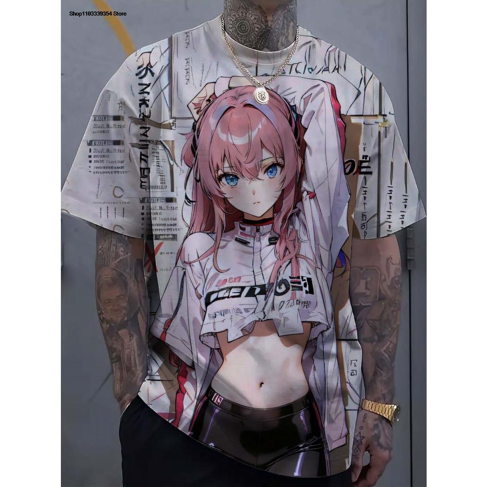 Cartoon sexy girl pattern men's T-shirt 3D printing