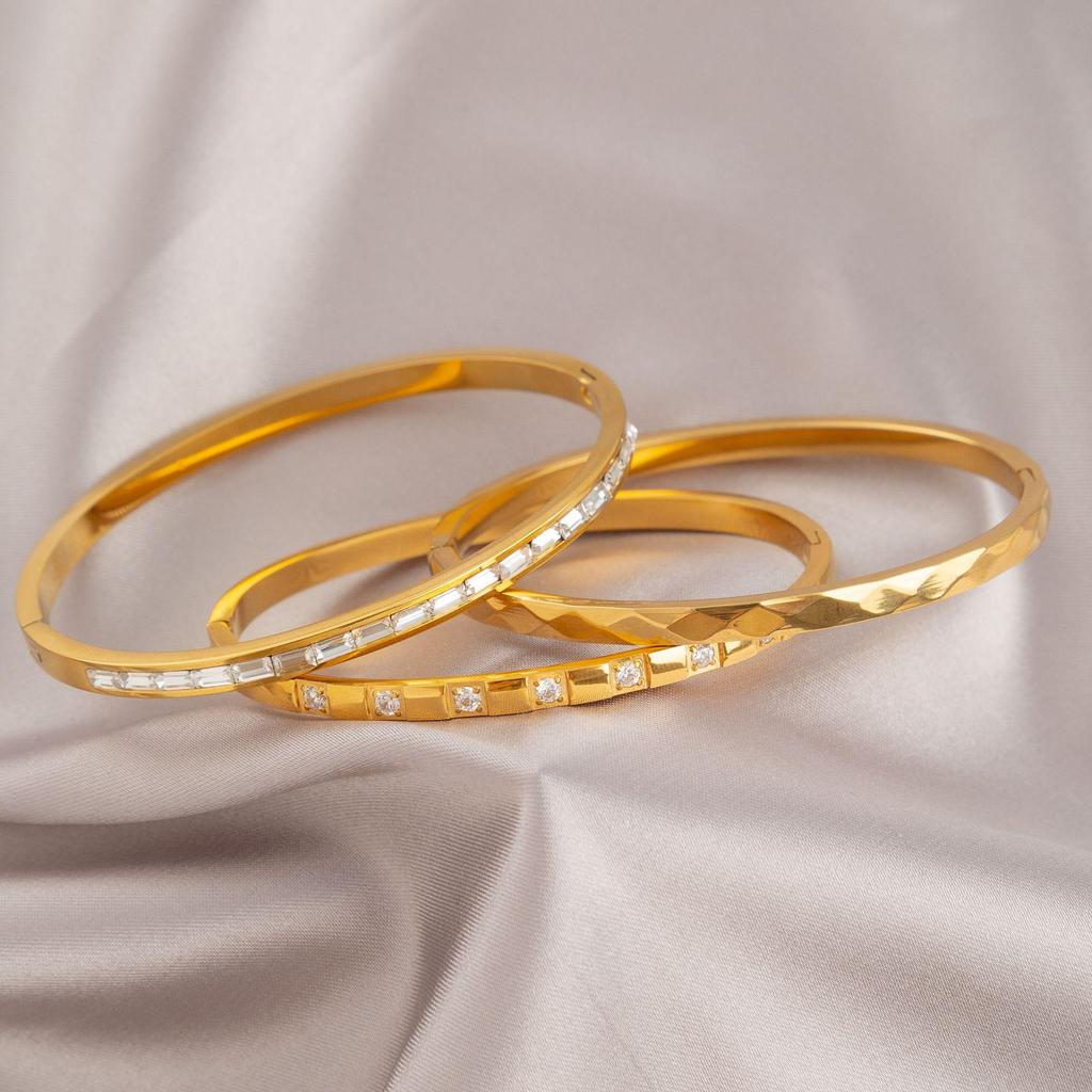 Leichter Luxus High-End Voll Diamant Titanstahl Armreif - Damen Modischer Temperament Schmuck