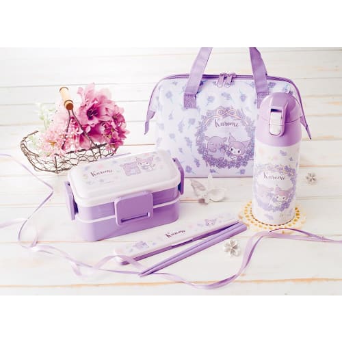 Skater Lunch Bag, Insulated, Clasp Closure, Women's, Sanrio, Kuromi, Flower Wreath, KGA1-A