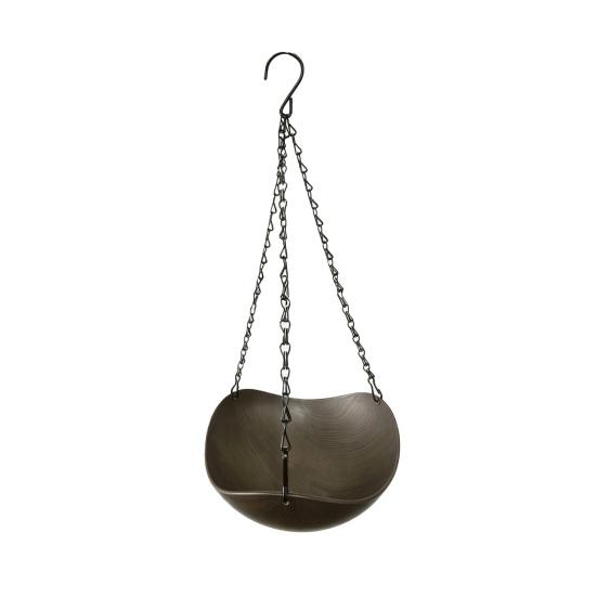 

Hanging Bird Bath Imitation Wood Grain Plastic Bowl with Metal Chains Rustic Bird Bath Feeder Bowl for Multiple Birds Outdoor Garden Backyard Decor чёрный