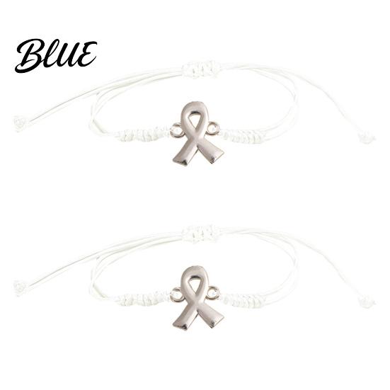 Charity Awareness Ribbon Jewelry 2PCS Hand-woven Braided Bracelets with Metal Pendant Adjustable Cord Hand Woven Wristband Wristbands Daily