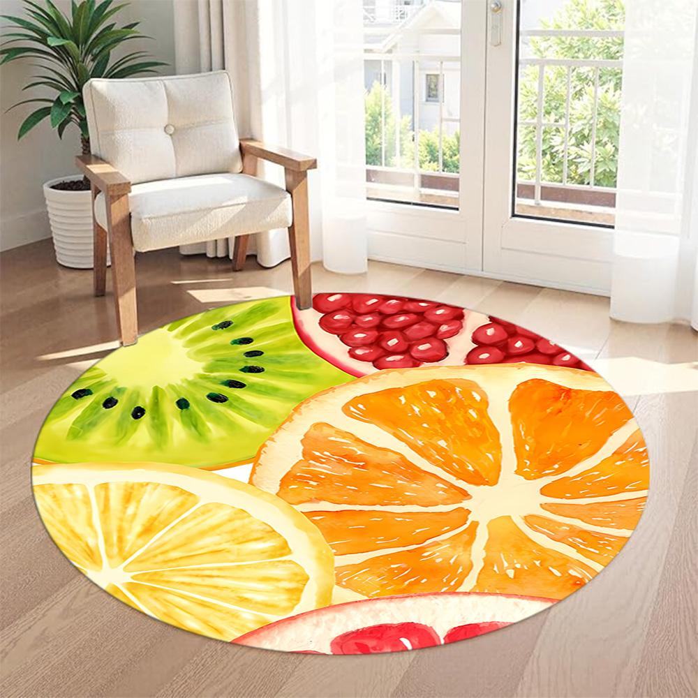 Fruit Round Office Rug Perfect for Balcony Study room Foyer Game Room Antislip Round Carpet Anime Office Decor Perfect Gift for Friends Family