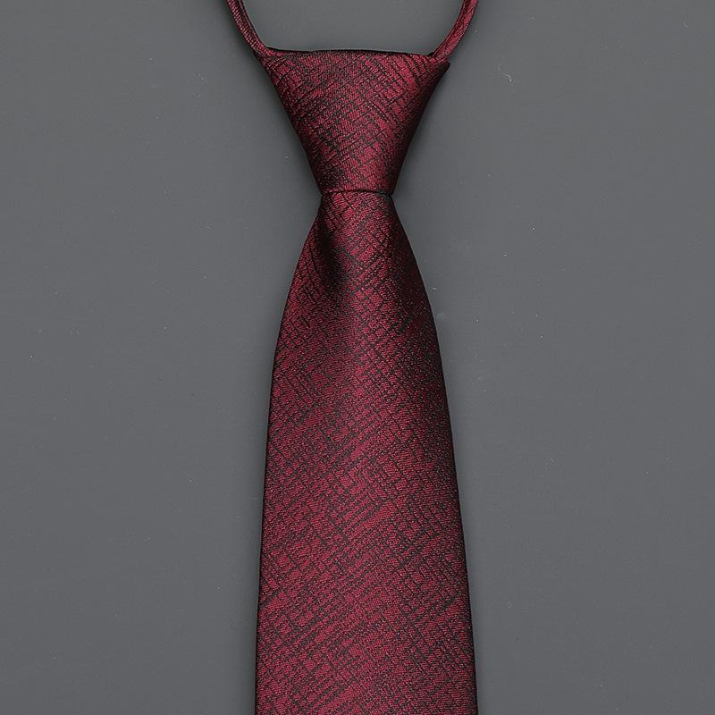 Burgundy Zip-Up Tie Men And Women Formal Wear Business Groom Best Man Wedding Korean Version No Striped Tie