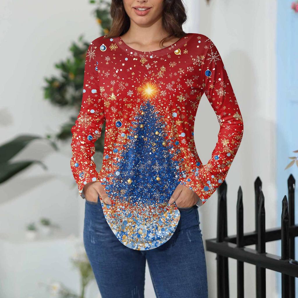 Koszulki damskie jesienne codzienne koszulki z długim rękawem bluza vintage z nadrukiem graficznym top pulower walentynki