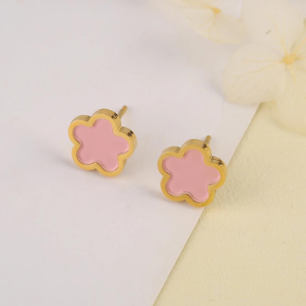 High-Quality Stainless Steel Five-Leaf Flower Set Bracelet Necklace Earrings Simple For Woman Party Birthday Zircon Gift Clover