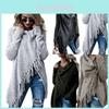 Exquisite Women Tassel Irregular Cardigan Knitted Sweater Poncho Shawl Coat Jacket Outwear For Effortless Style