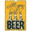 Poster Vintage Bevi Birra Fredda "Tutto Ciò di Cui Hai Bisogno è Birra" Citazioni Pittura su Tela Immagini Wall Art Decorazione per Casa Bar Caffè Club Cucina