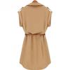 Women Fashion Casual Summer Loose Short Sleeve Belt Dress