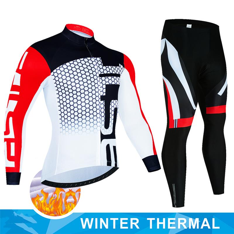 

Cycling Jersey Set 2025 Men Winter Thermal Fleece Long Sleeve Road Bike Cycling Clothing MTB Cycling Jacket Ropa Ciclismo Hombre Asian size-S