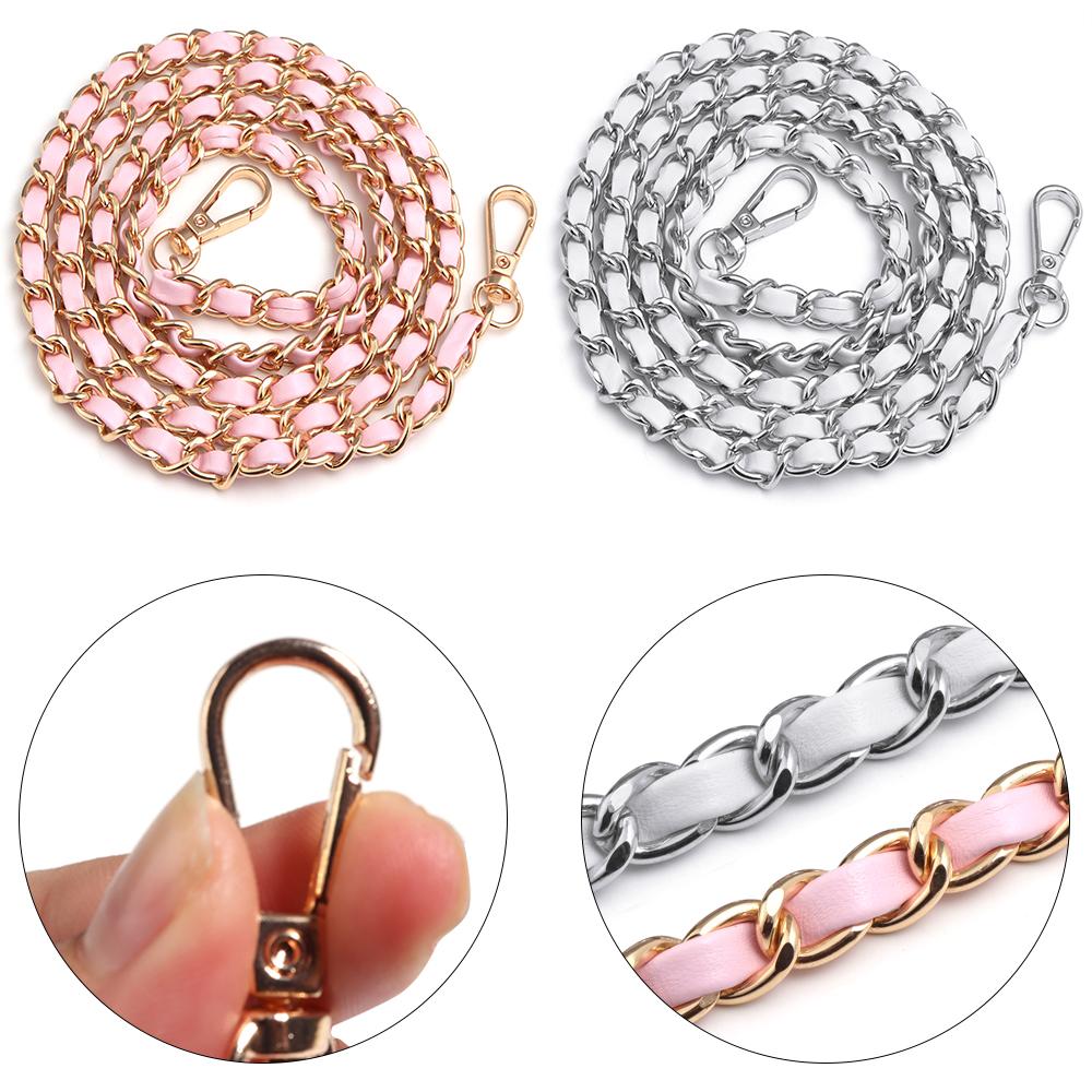 PU Leather Metal Chain Crossbody Shoulder Portable Aluminum Bag Chain Straps For DIY Clothing Handbags Decoration Accessories