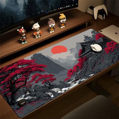 Sakura Landscape Mousepad Red Sun Scenery Desk Pad XXL Gaming Mouse Mat Nonslip Mousepad for Keyboard Office Computer PC Mat