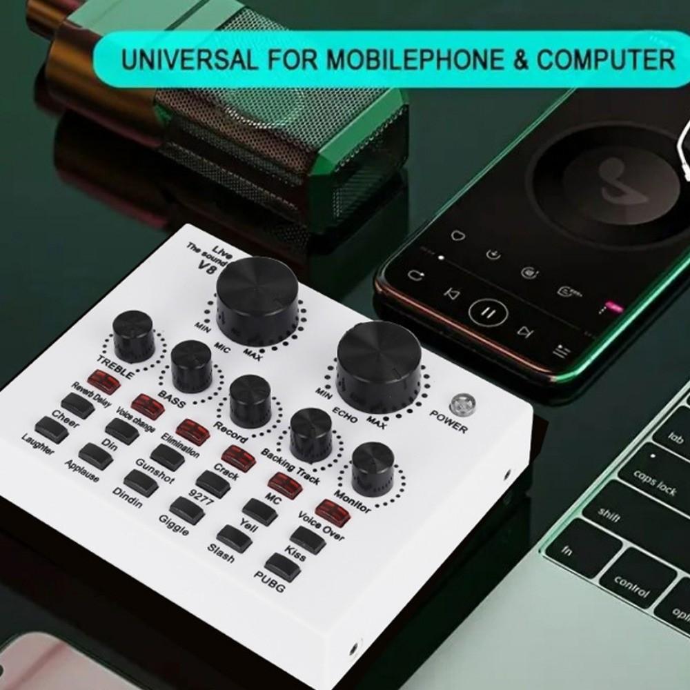 Studio Record Mic Sound Card Karaoke Recording External Sound Card V8 Sound Card  PC Computer