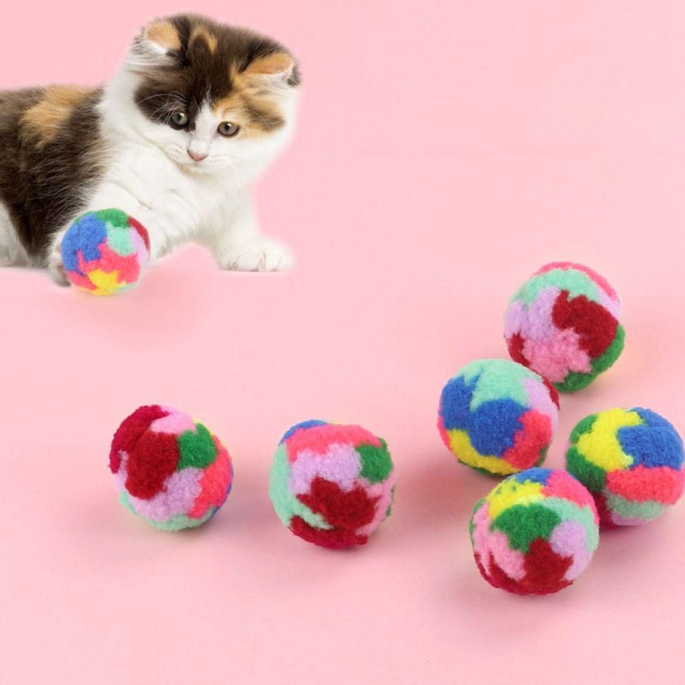 5pcs/set Soft Plush Cat Toys Ball Plush Pet Cat Throwing Ball Cat Teaser Ball Relieve Boredom