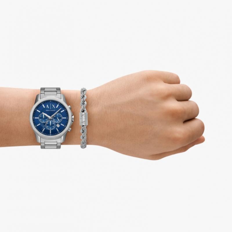 Armani Exchange Men S Metal Watch Chronograph Bracelet Set ax7176Set