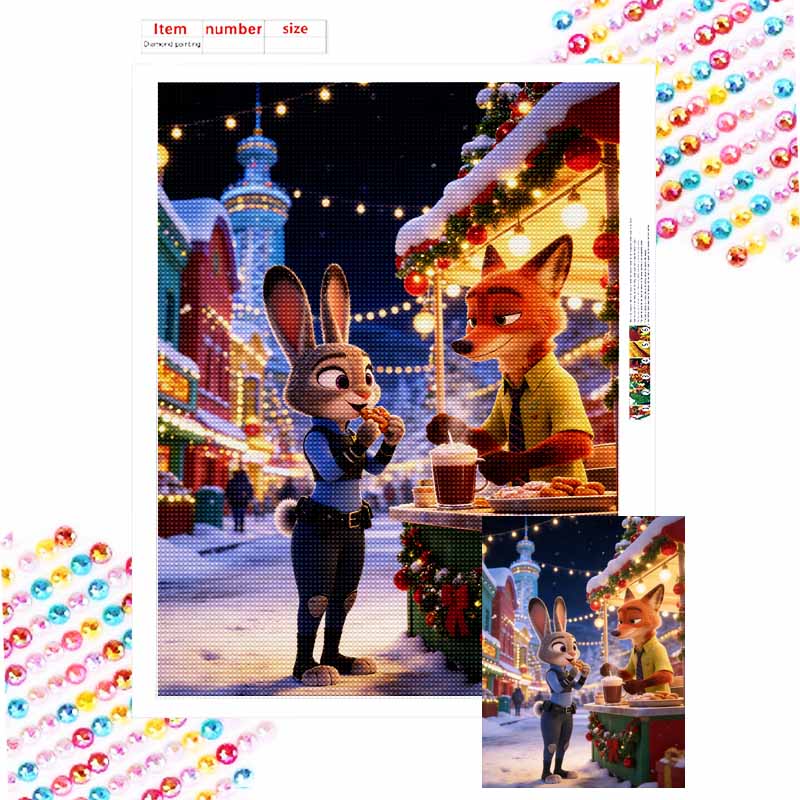 Disney Zootopia Christmas diamond painting kit handmade diy5D home decoration gift Round 20x30cm