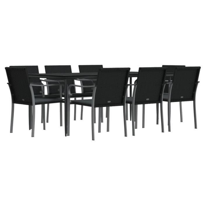 VidaXL Ensemble à manger de jardin 9 pcs coussins résine tressée acier 3186952