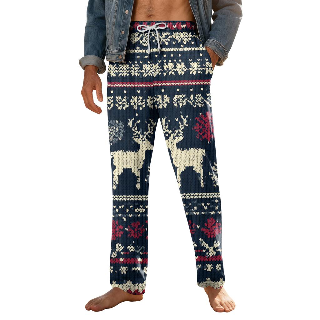 Weiche Pyjamahose für Herren mit Kordelzug und Taschen, lässige Sporthose